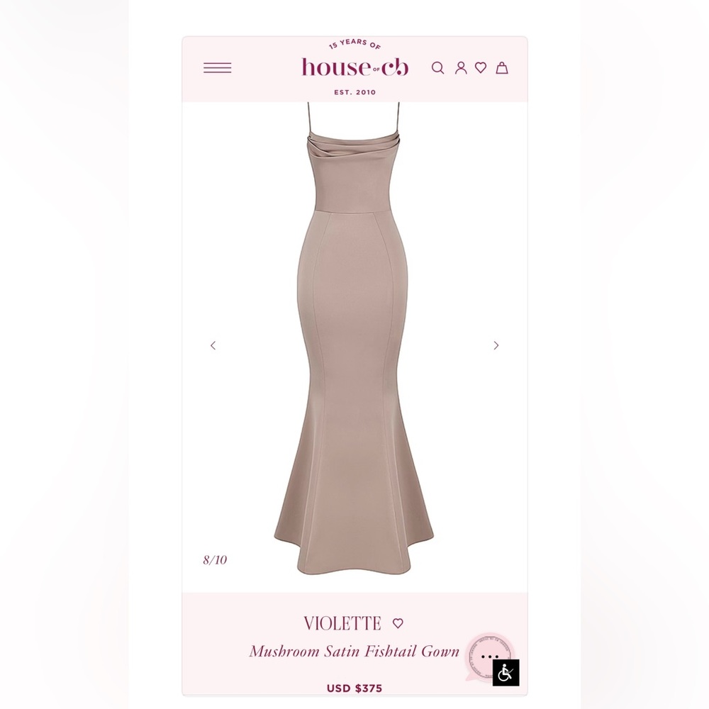 Violette Mushroom Satin Fishtail Gown